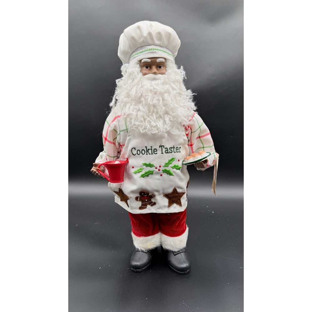 Macy's Black Santa Chef Figurine Cookie Taster Christmas Decor 18.5 Inch